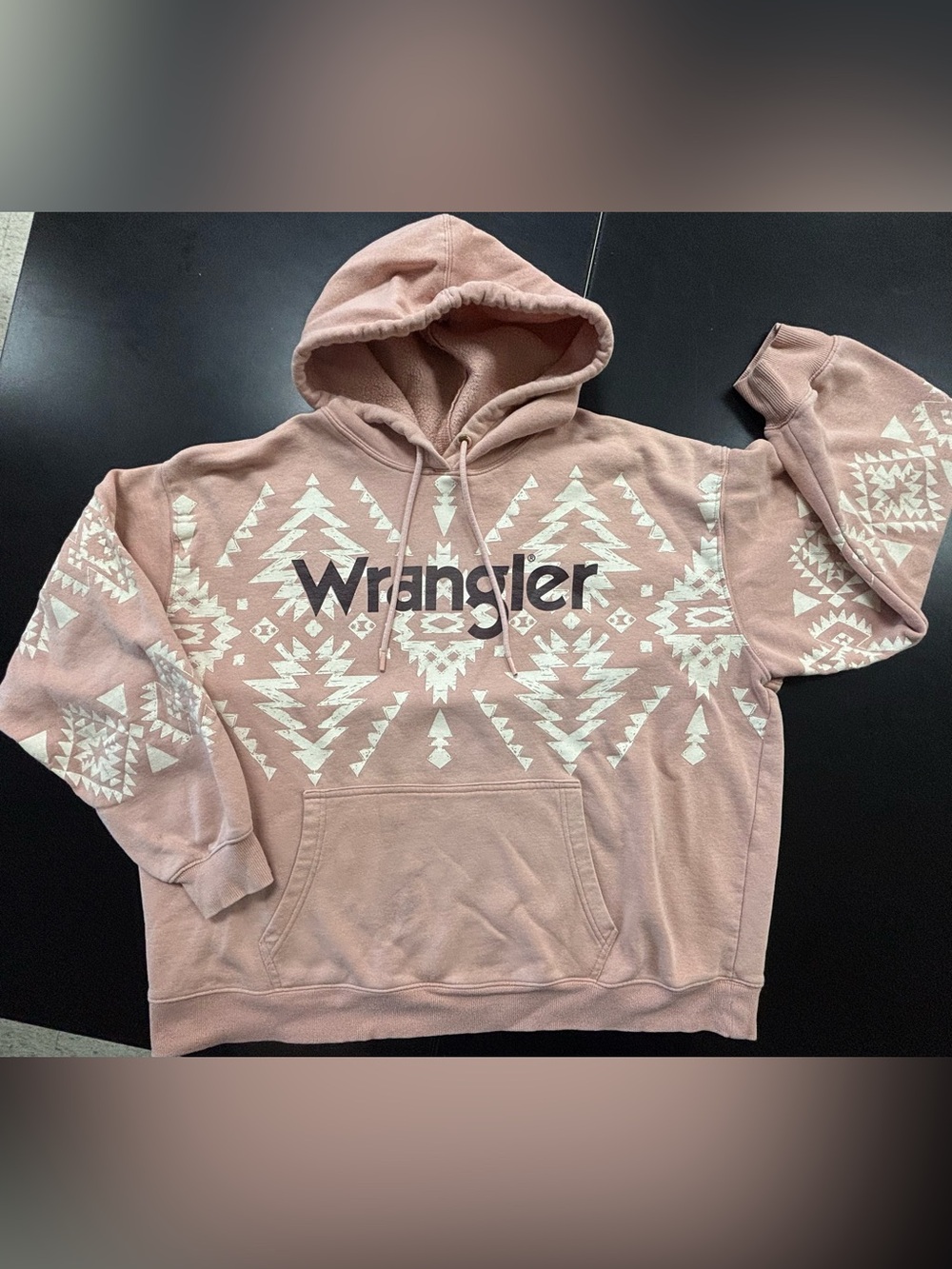 Wrangler Dusty Pink Aztec Hoodie with White Pattern